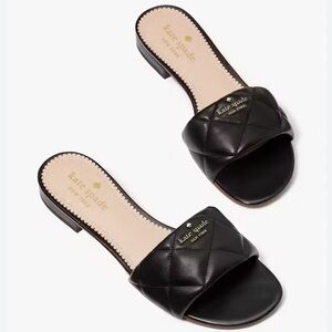 Kate Spade Black Quilted Slide Sandals